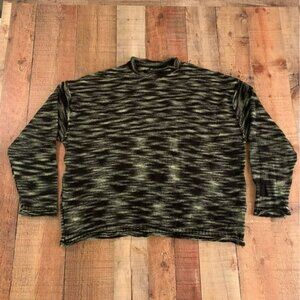 ASOS men’s size medium boxy oversized crewneck knit sweater in green and black